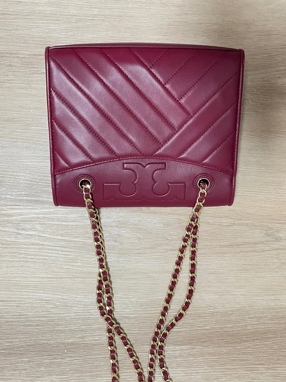 Tory Burch Quilted Leather Chain Shoulder Bag - Wine